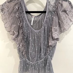 Free People Lace Ruffle Top